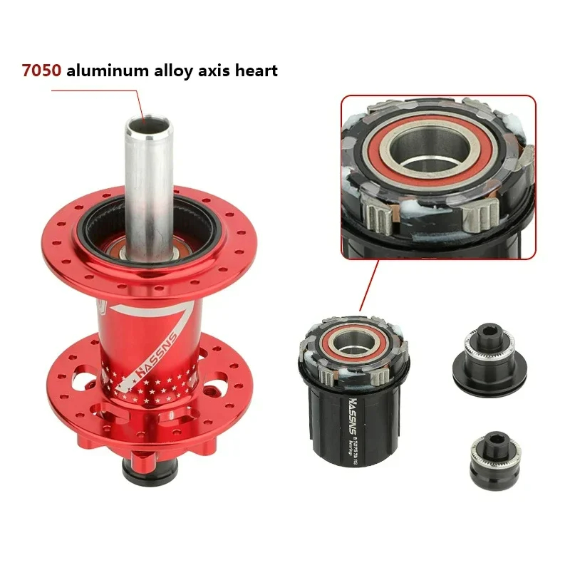 HASSNS Pro 7 36H/32H Hub Bearing MTB Bike 36Holes Freehub Rear Hub for Four Palin 7-12 Speed Noisy Cube Bicycle 6 Pawl Hubs