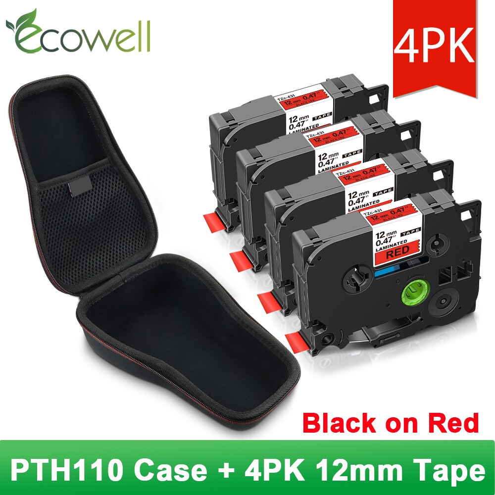 Ecowell wodoodporna torba ochronna dla Brother 231 PTH110 PT-H110 drukarka do etykiet EVA twardy futerał Protable Travel pojemnik turystyczny: Case - 4PK 431
