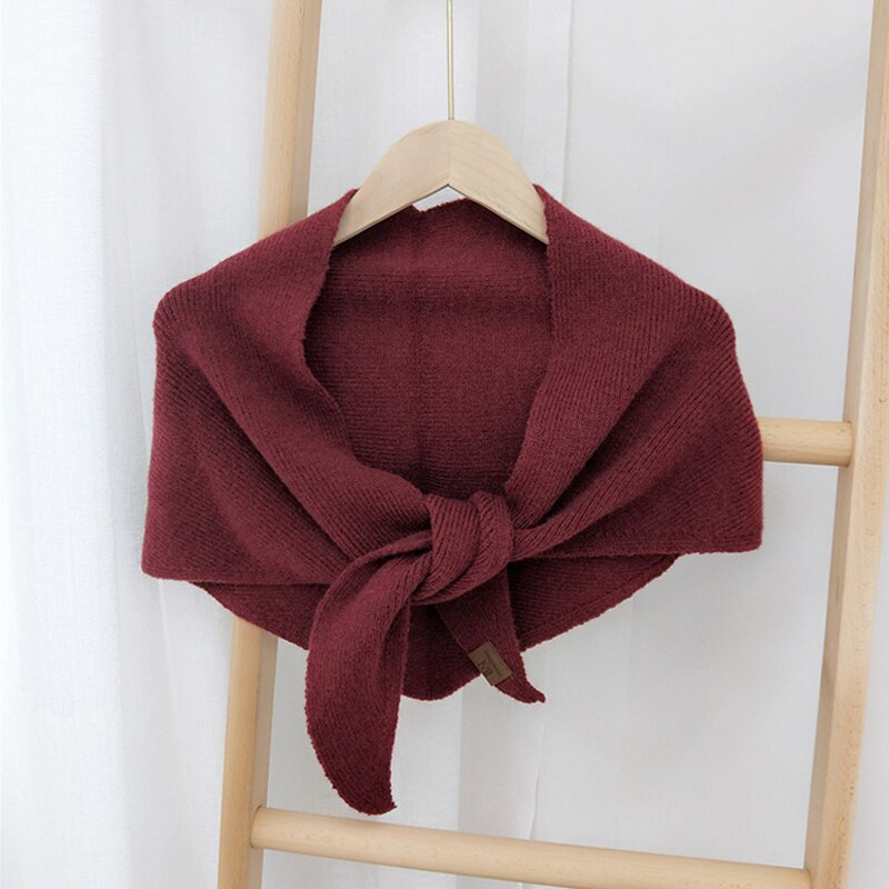 Solid trekant vinter kvinder tørklæde trækker dobbeltsidet strikket sjal ombrydes foulard femme pashmina halsudskæring lyddæmper til damer: C1