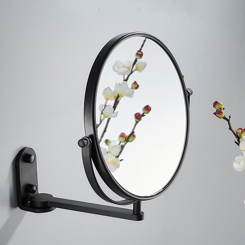 6 &quot;/8&quot; Black Badkamerspiegel Wandmontage 1X/3X Vergrootglas Spiegel Dubbelzijdig Duidelijke Make-spiegel Ronde Vorm Cosmetische Spiegel