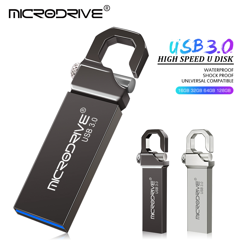 USB 3.0 Flash Drive 32GB 16GB Metal Pendrive 64gb 128gb 3.0 U Disk High Speed Waterproof Key Pen Drive Memory Stick