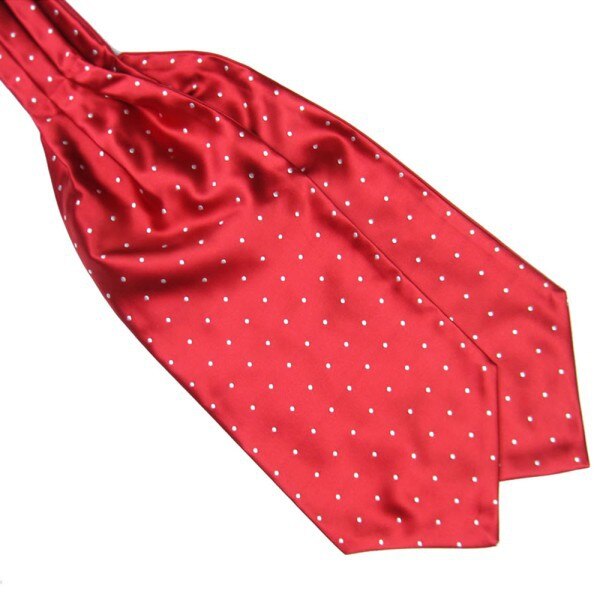 Brand Polka Dot Men Long Silk Scarves Cravat Ascot Ties Handkerchief Gentlemen: Red
