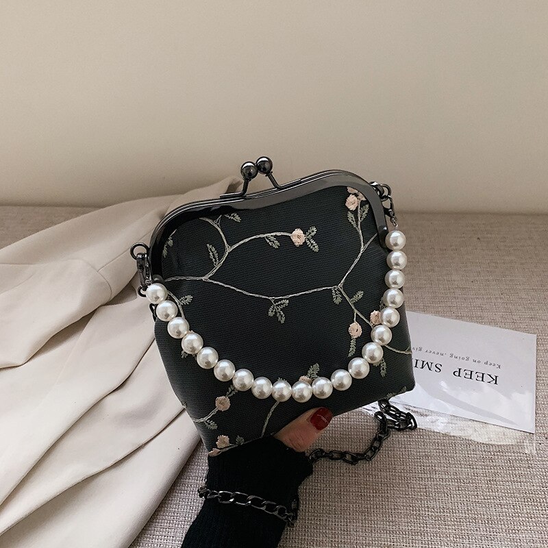 Groothandel dames handtas messenger bags schelpentas kleine tas vrouwelijke bloemen zomer handtas parelketting schoudertas messenger bag