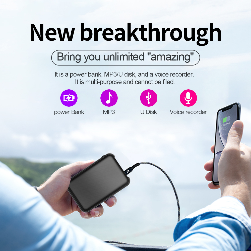 5000Mah Mini Power Bank Recorder Digtal Voice 8/32G Geluidsrecord Geactiveerd Professionele Grote Capaciteit Opslag Mp3 Opnamepen