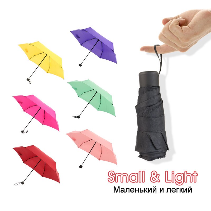 Miniparaguas de bolsillo superligero para hombre y mujer, sombrilla plegable de 190g con 5 pliegues, ideal para de viaje