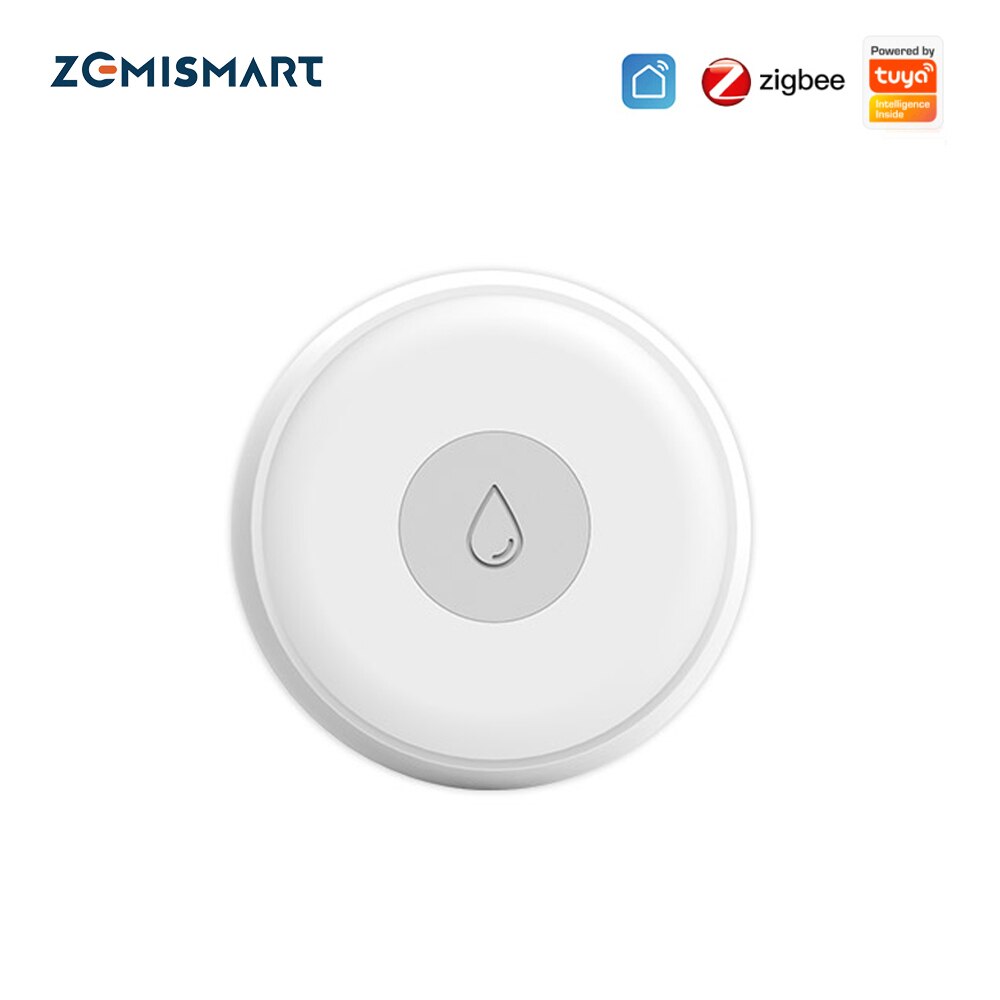Zemismart-Detector de fugas de agua Tuya Zigbee, alarma de seguridad inteligente para el hogar, Sensor de fugas de inundación, funciona con Homekit a través de ZMHK-01