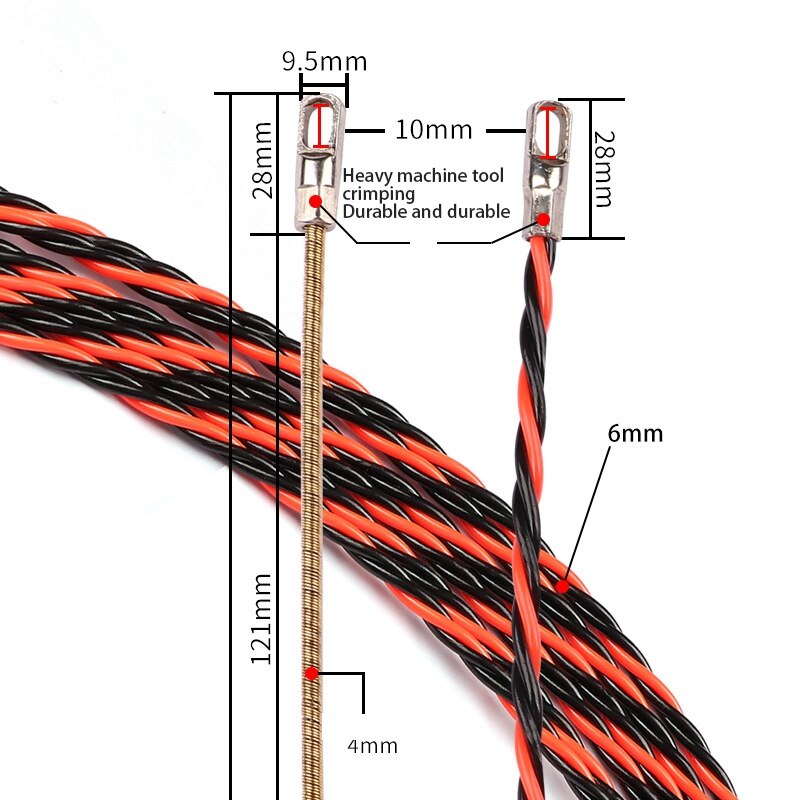 15M/49Ft 6Mm Cable Fish Tape Wire Network Wire Guider Cable Puller Electrician Threading Device Lead Device
