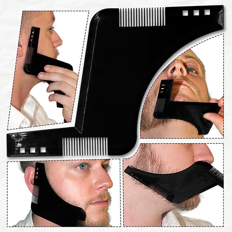 Roterbart skægformningsværktøj skabelon skægkam multi-liner skægformer barbering og hårfjerning barbermaskine til mænd: Sort i høj kvalitet