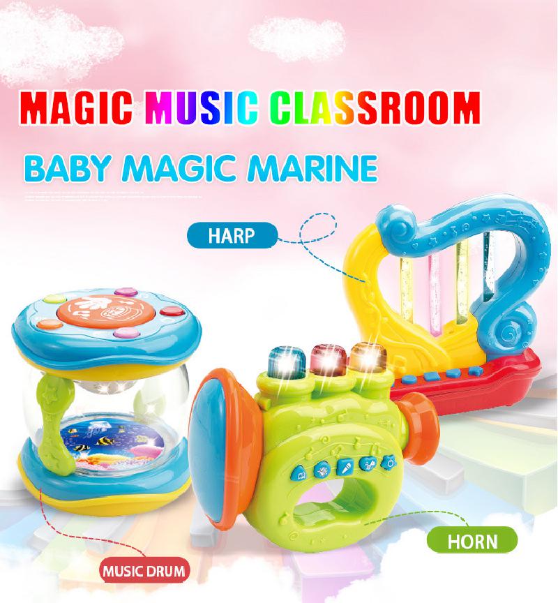 Førte musik tidlig barndom uddannelsesmæssig læring udviklingsmæssig baby rasler sjove børn spædbarn legetøj mini magisk håndtrommeslag