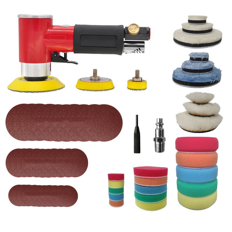 Red 1/2/3 Inch Ran Orbital Air Sander Mini Pneumatic Sander for Auto Body Work High Speed Air Powered Sanders: Default Title