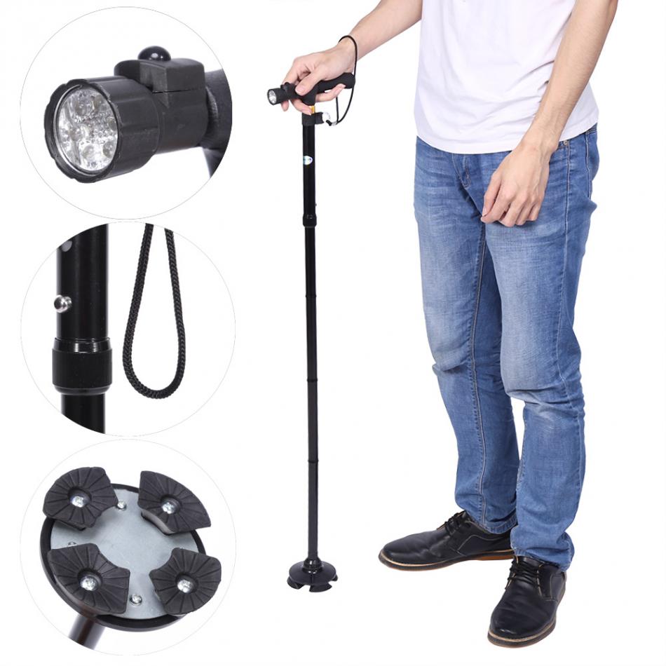 Handle Folding Cane Walking Stick Portable Anti-Shock Telescopic Walking Hiking Climbing Stick Crutch Senior Blind Walking Stick