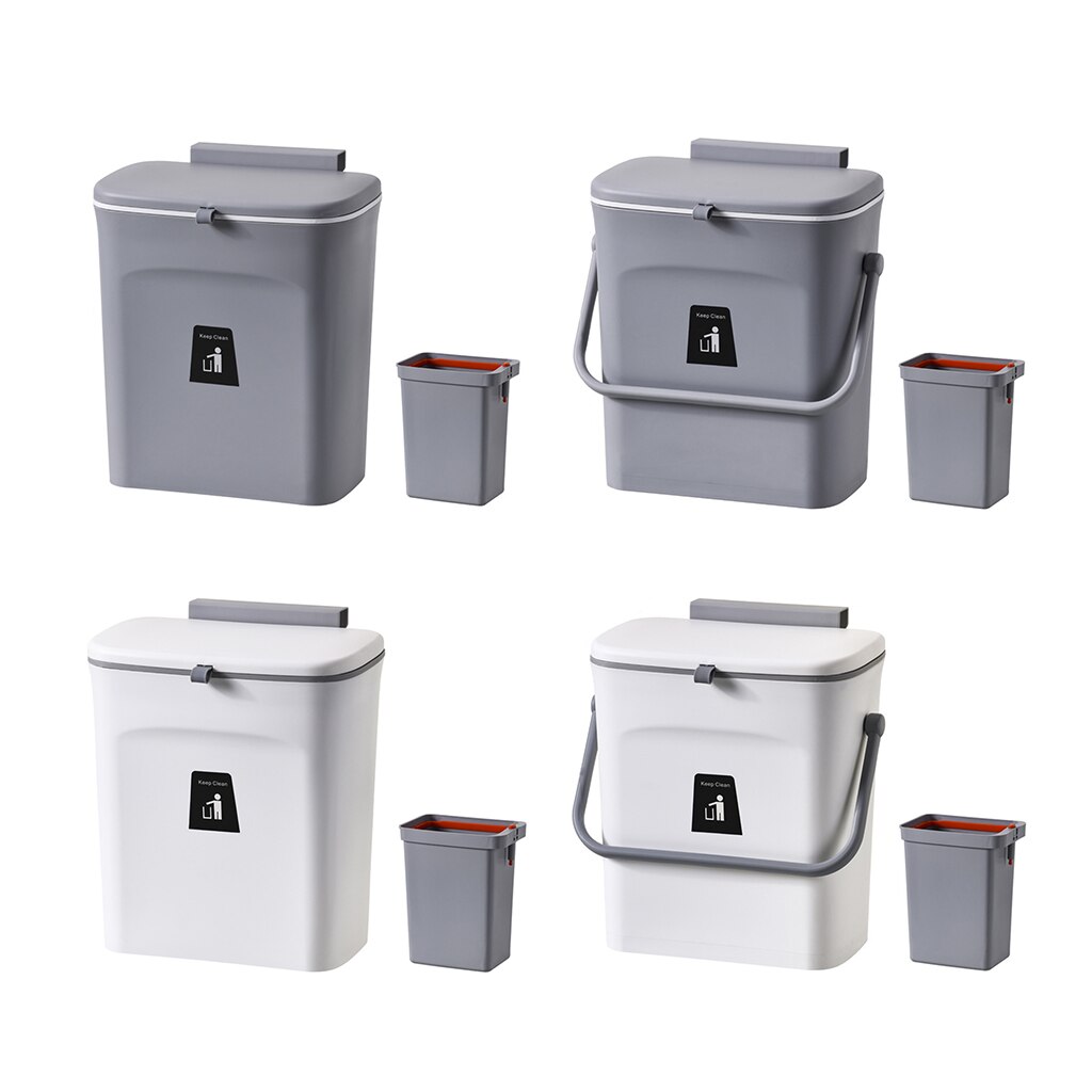 Household Home Trash Can for Kitchen Cabinet Door Wall Mount Waste Rubbish Bin