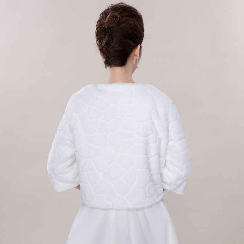 3/4 Lange Mouwen Bridal Wraps Bolero Bruid Winter Bruiloft Boleros Dikke Warme Faux Fur Jas Jas Huwelijk Accessoires