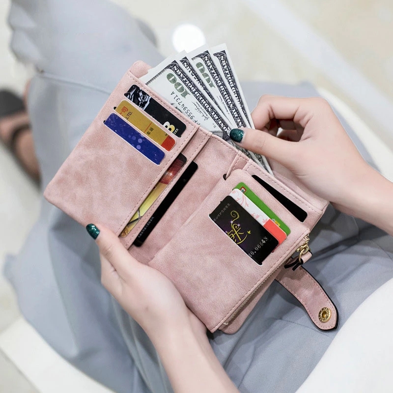 Wallet Bag For Women Female Leather Wallet Matte Short Cartera Mujer Cute Tri-fold Multi-card Lady Phone Purse