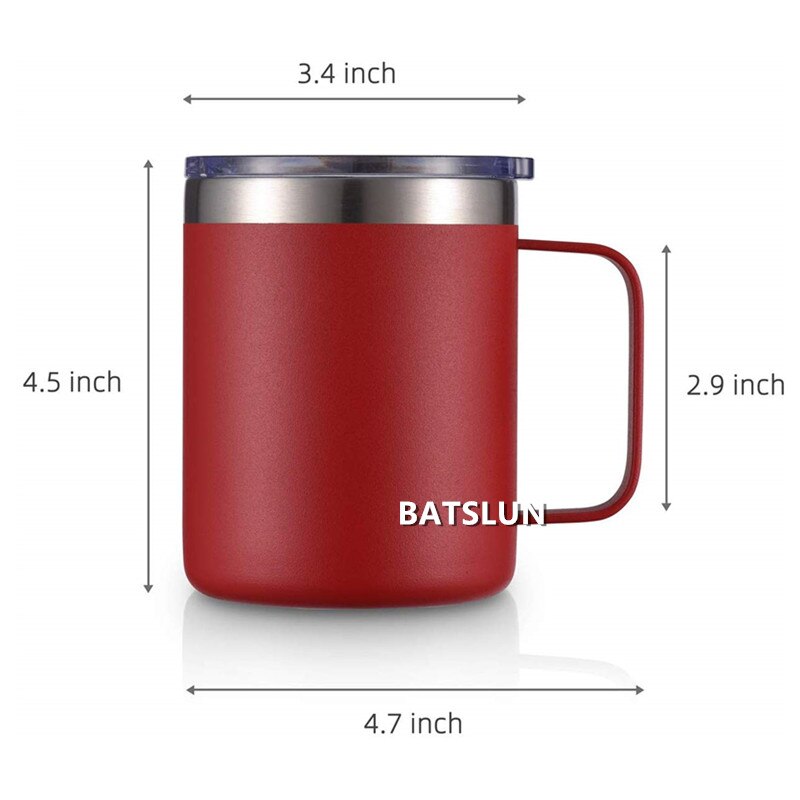 12oz muggar tumbler rostfritt stål kaffemugg mugg med handtag dubbelvägg vakuumisolerad tumbler med lock resekoppar