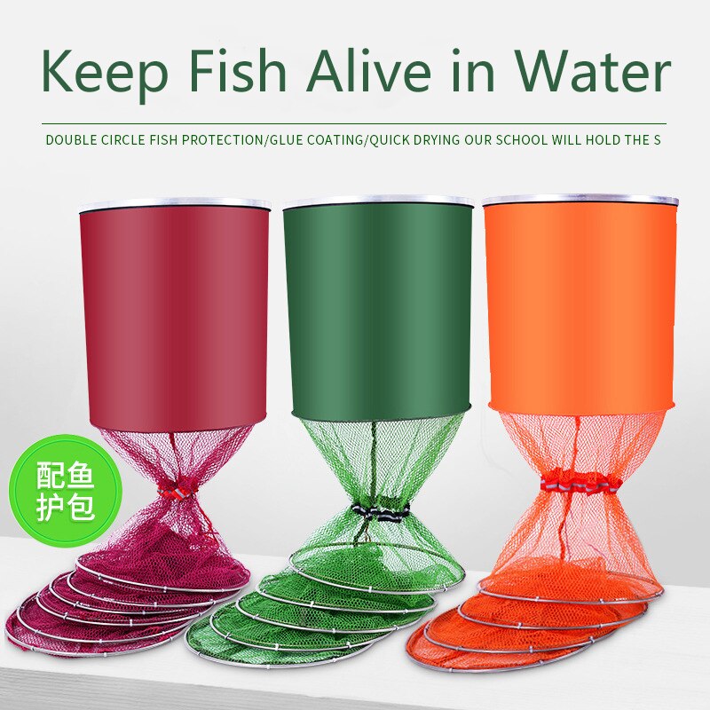 Fish Net Basket Stainless Steel Double Ring Fishing Nets Supplies Network China Keep Fish Alive in Water Rubber Mesh