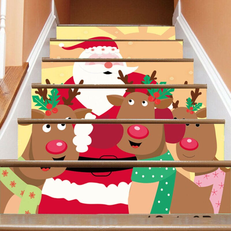 Stairway Stickers Family Stair Riser Decor 3D Christmas Decorative Stair Decal Stairs to Stick Home Decoration Posters: Default Title