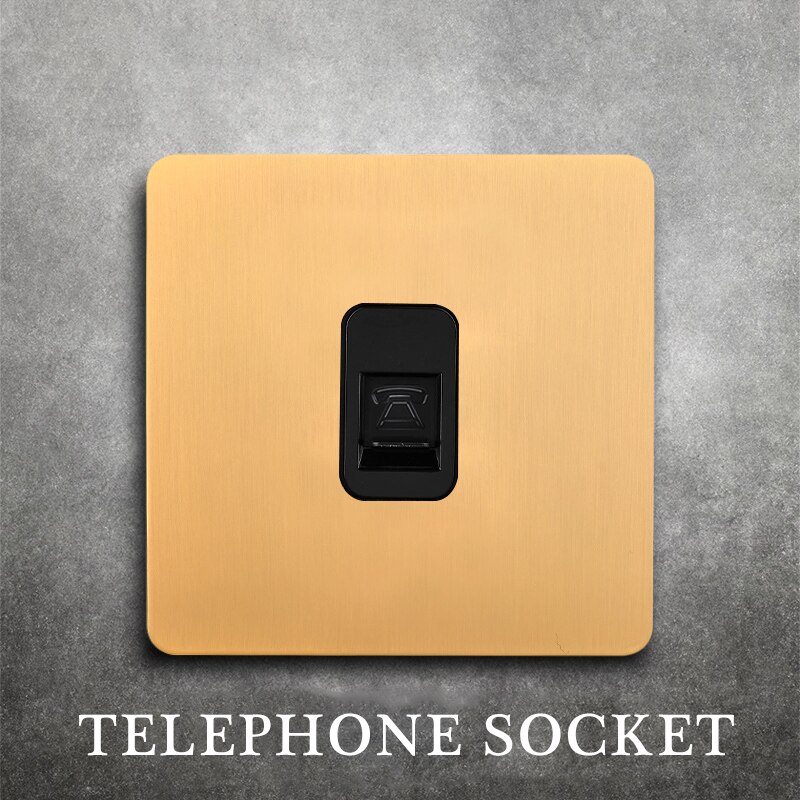 Messing vægkontakt, vintage vippekontakt 220v 1/2/3/4 gangs .2 vejs 10a vintage retro lysafbrydere kontakt til stuen messing håndtag: Telefonstik