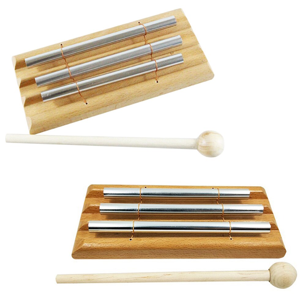Trio Chime-percusión de xilófono para niños, Juguete Musical de madera con tubos de Metal de 2 Notas para chico pequeño
