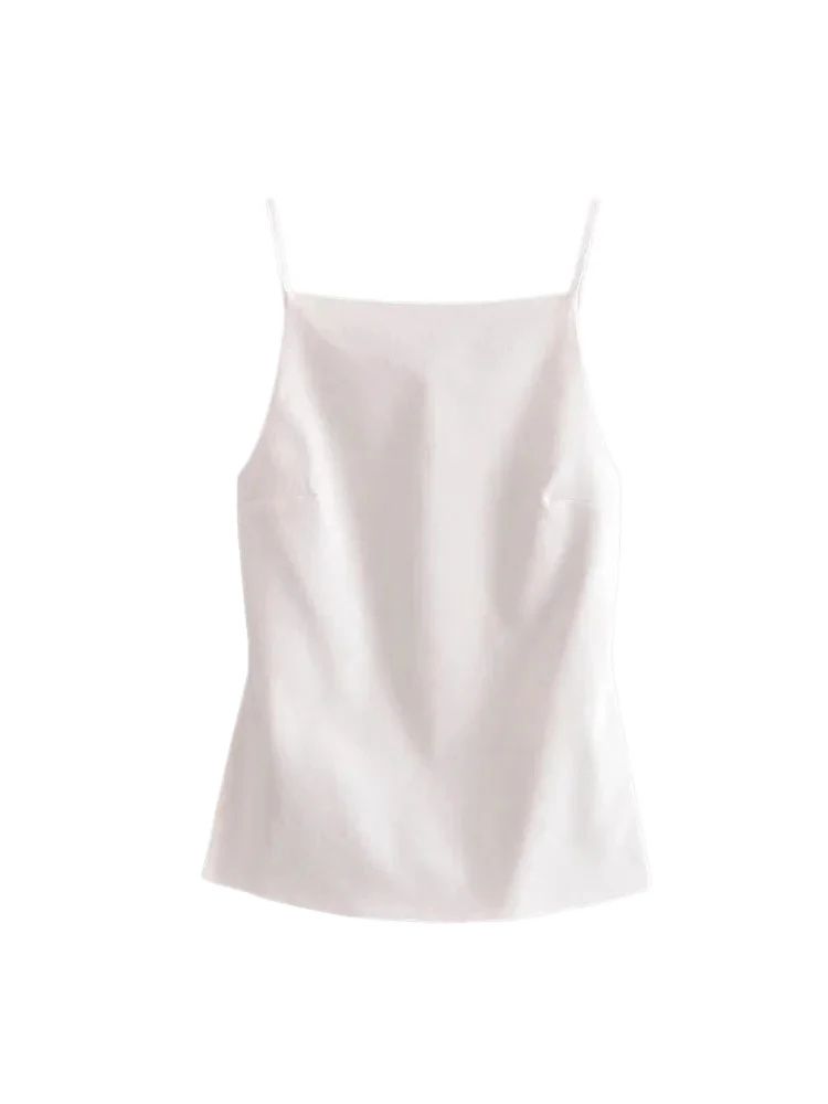 TRZA-Rückenfreie Tanktops für Damen, dünne Träger, gerader Ausschnitt, ärmellos, weibliche Camis, sexy