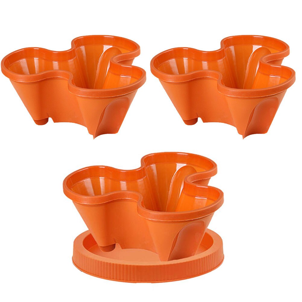 3PCS Stackable Flower Tower Multi-Layer Plant Pot Vertical Combination Planter Three Petal Plastic With Tray For Garden Balcony