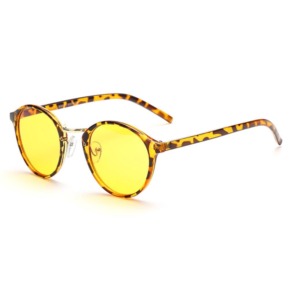 Cyxus, gafas de ordenador con bloqueo de luz azul para Anti UV y ojo, gafas coreanas con montura redonda, cristales transparentes para mujeres y hombres, gafas 8065: Leopard frame yellow
