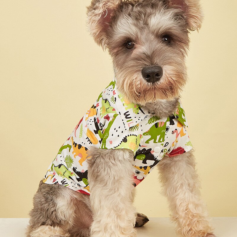 Dinosaurus Patroon Zomer Ademend Hond Kleding Cartoons Kleding Vest Kleding T-shirt Hawaiian Voor Puppy Chihuahua Kat Shirts