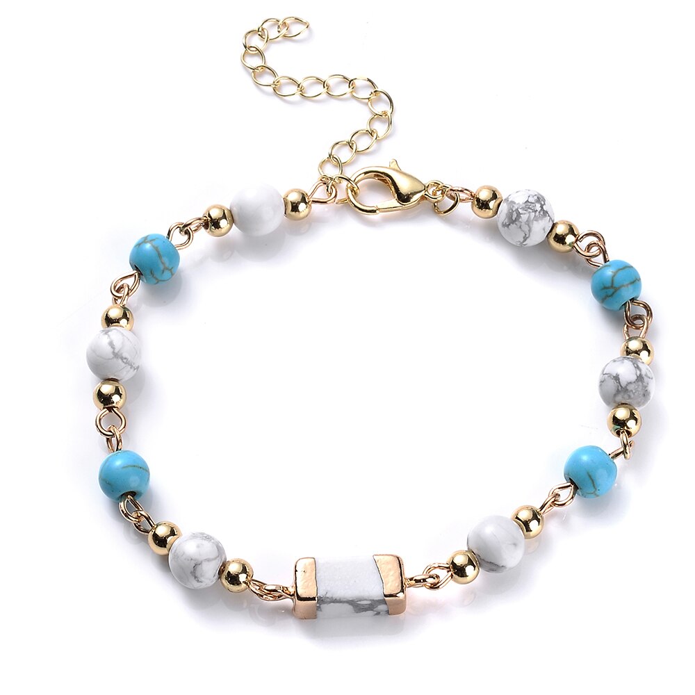 2022 Zomer Charm Star Hanger Blue Stone Armband Voor Vrouwen Unieke Onregelmatige Parel Kralen Link Chain Bohemen Armbanden: 3