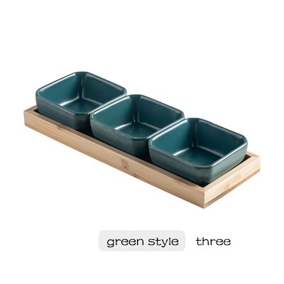 ceramic grid fruit plate snack plate serving platter Japanese small dish with tray Home desktop dried fruit snack tray: F