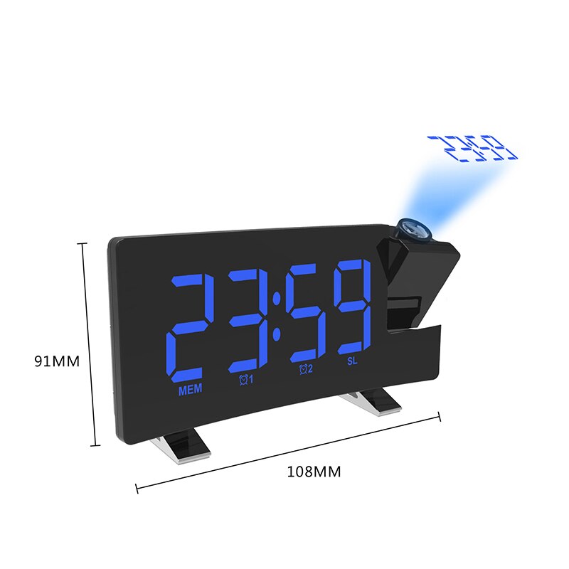 Projectie Wekker Digitale Plafond Display 180 Graden Projector Dimmer Radio Batterij Backup Muur Tijd Projectie