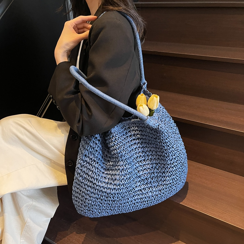 Bolsos de hombro de tela lisa de gran capacidad, bolsos de playa calados para mujer, bolsos de mujer a la venta 2025, bolsos de mujer sólidos con cremallera a la