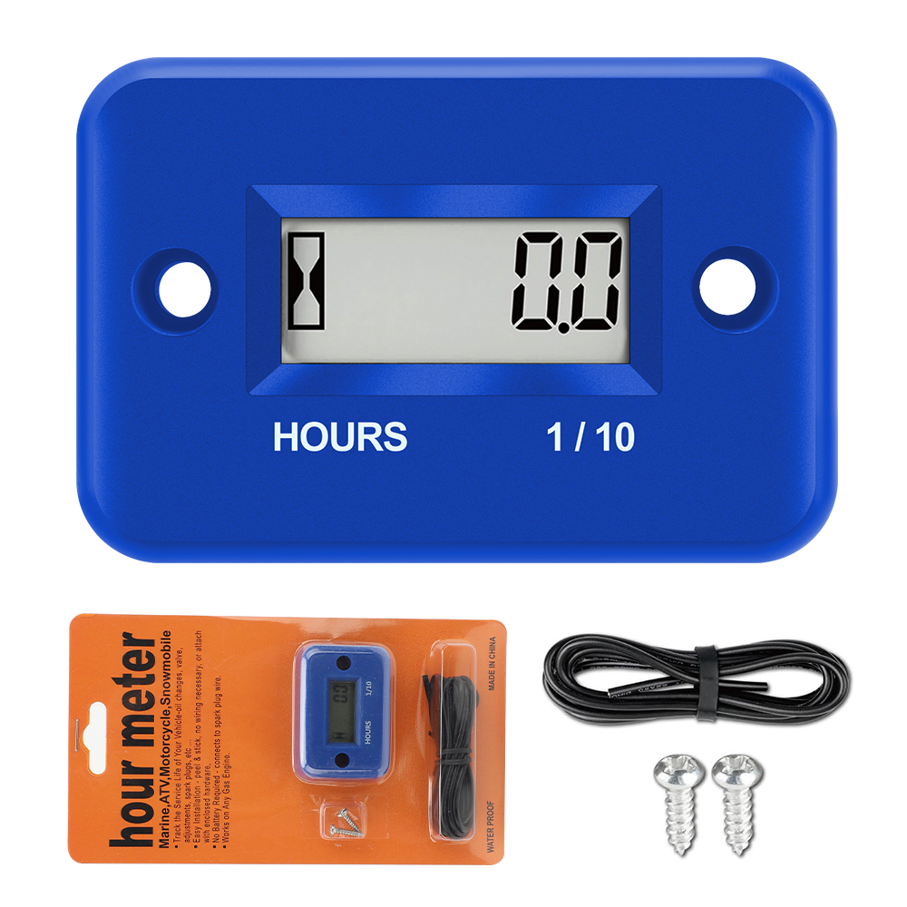 Digitaler Stundenzähler, LCD-Zähler für ATV, Motorrad, Instrumente, Uhren, Schneemobil, Benzin, Boot, Generator, Fahrrad, Autozubehör: Blau
