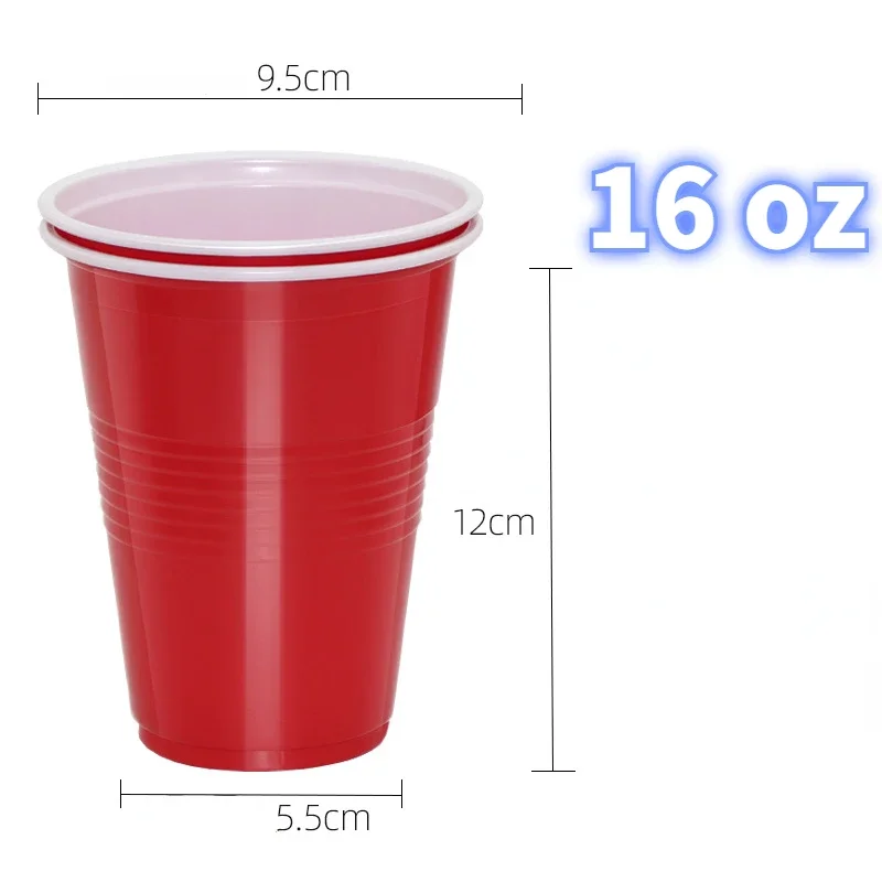 16-Ounce Plastic Party Cups In Rood (50 Pack) wegwerp Plastic Bekers Recyclebaar Rode Kopjes Met Vullen Lijnen Voor Drankjes, Bbq, Picknicks