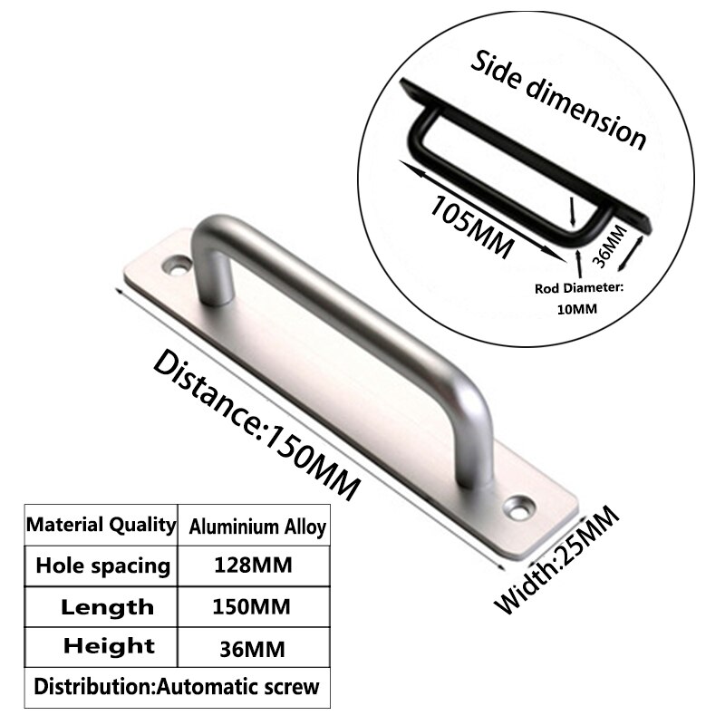 Modern Simple Cabinet Kitchen Door Handle Surface Mounted Aluminum Alloy Door Handle Door Hardware: silver