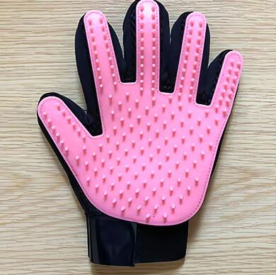 Pet Handschuh Katze Pflege Handschuh Katze Haar Deshedding Pinsel Handschuhe Hund Kamm Katzen Bad Sauber Massage Haar Entferner Bürste für pet Tier: Pink left glove