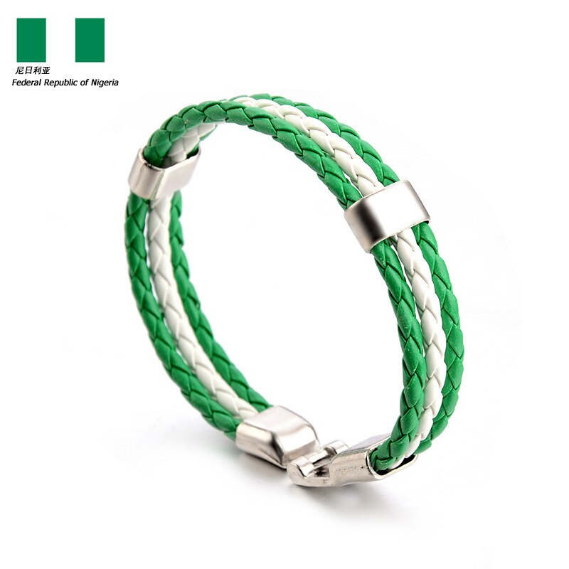 National team Flag Leather france Wristband Nigeria Bracelets soccer SPAIN: Nigeria