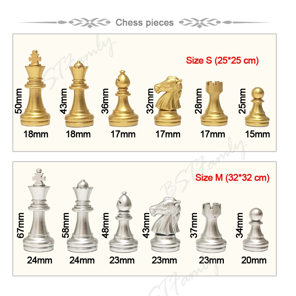 BSTFAMLY Plastic Chess Set Golden Chessman International Compitition Chess Folding Checkerboard Magnetic Chess Pieces I39