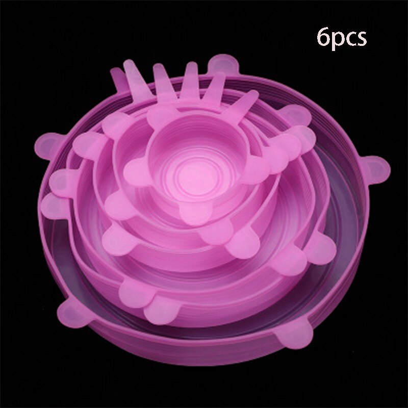 couvercle silicone alimentaire couvercle extensible en silicone alimentaire couvercle silicone charlotte alime Couvercles en Silicone extensibles pour micro-ondes, 6 pièces, accessoires de cuisine, pour aliments, frais: GJG-yuan-pink