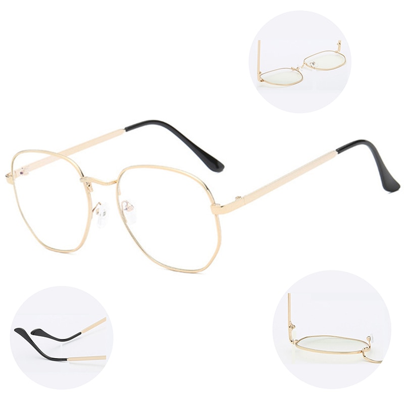 Gafas poligonales antiazules para mujer y hombre, gafas bloqueadas con Rayo Azul, para aliviar la fatiga, gafas hexagonales para ordenador, gafas con montura metálica