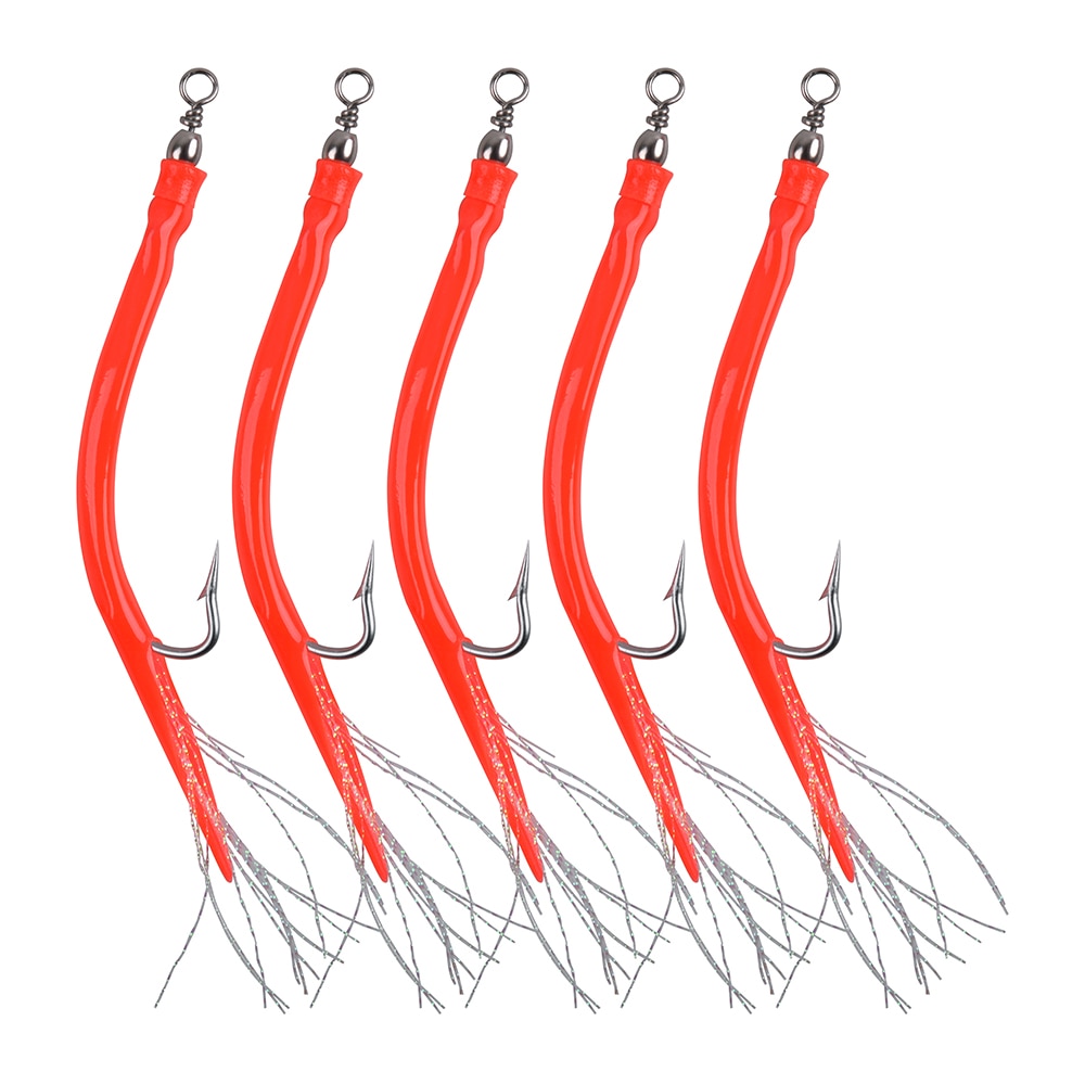 10/20/30/40pcs Fishing Hooks Set Barbed Octopus Hook With Rolling Swivel And Thread Feather Roped Sea Fishing Tackle