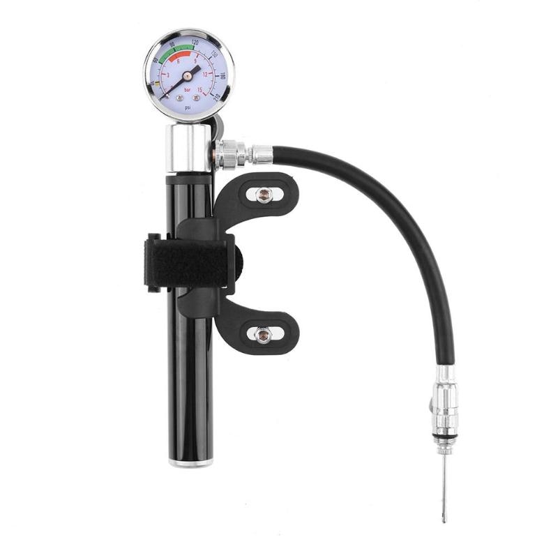 Praktische Fahrrad Pumpe mit Manometer Hochdruck Hand Mini Pumpe Schlauch Luft Inflator Schrader Radfahren Schock Gabel Reifen Fahrrad Pumpe neue