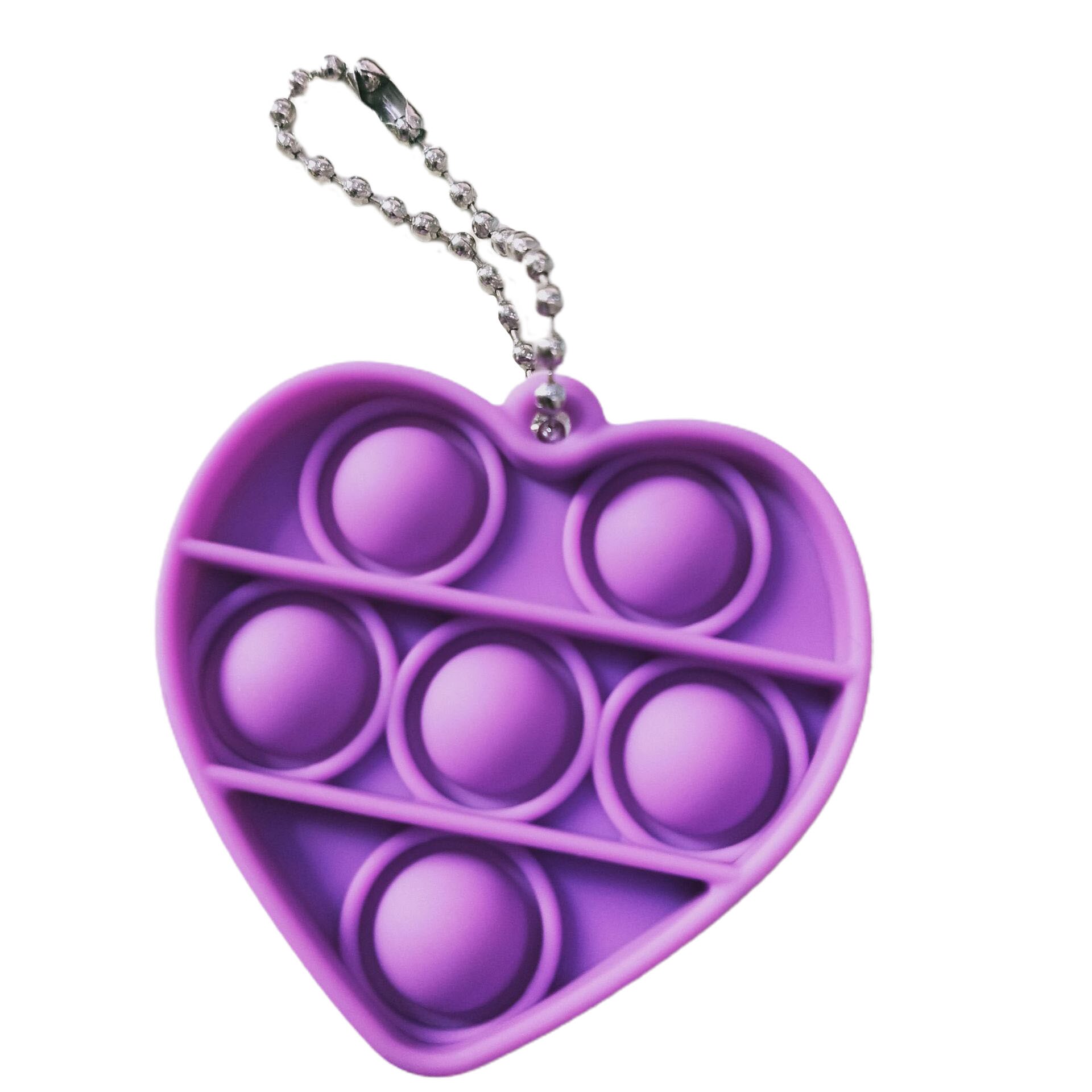 Push Pop Bubble Fidget Toy Heart Shape Sensory Toy Keychain Stress Relief Anti-Anxiety Tool Antistress Toys For Adults: Purple