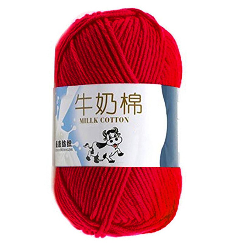 50g/ball Colorful Combed Soft Baby Milk Cotton Yarn Fiber Velvet Yarn Hand Knitting Wool Crochet Yarn DIY Sweater wool yarn: Red