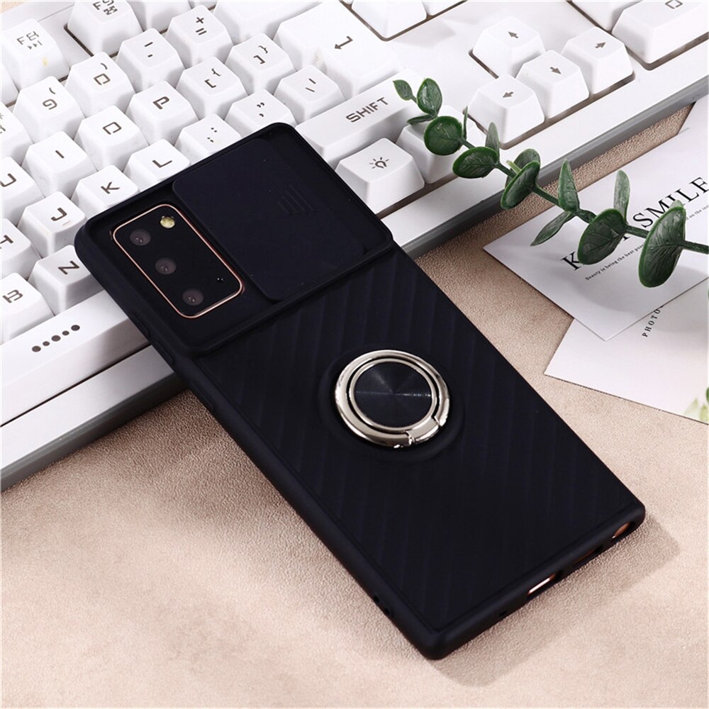 Camera Lens Protection Ring Stand Holder Phone Case For Samsung Galaxy Note 20 Ultra Soft Silicone Full Cover For Note 20 Ultra