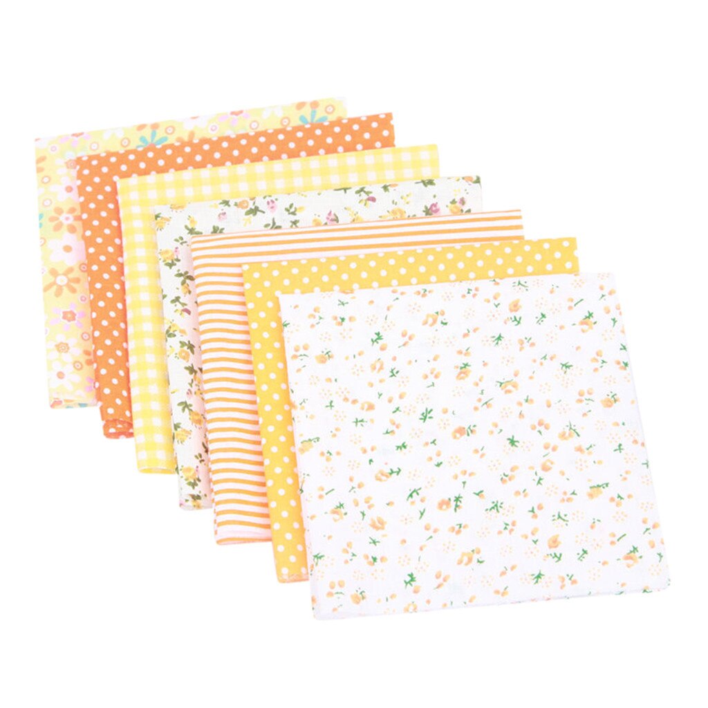 Lot de tissu artisanal en coton 7 pièces | Patchwork carrés Quilting couture, bricolage, motif Floral imprimé Patchwork, tissu en coton: Orange 