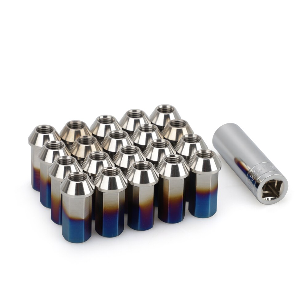 20PCS Stainless Steel lug nut 45MM Tapered conical seat M12*1.5 Racing Car Modification lug nuts HEX17MM