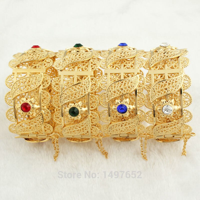 Newest Big Wide Dubai Gold Bangles For Women Men18K Gold Color Crystal Bracelets Jewelry African/India/Kenya//Middle East Style