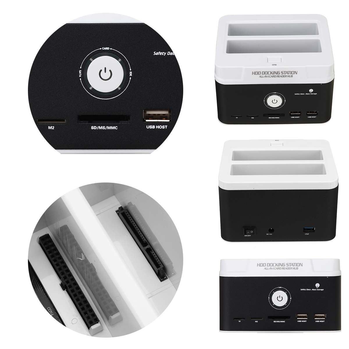 Dual Card Reader USB 3.0 HDD Enclosure Case 12TB Hard Disk Drive HDD Docking Station for 2.5 Inch 3.5 Inch IDE/SATA