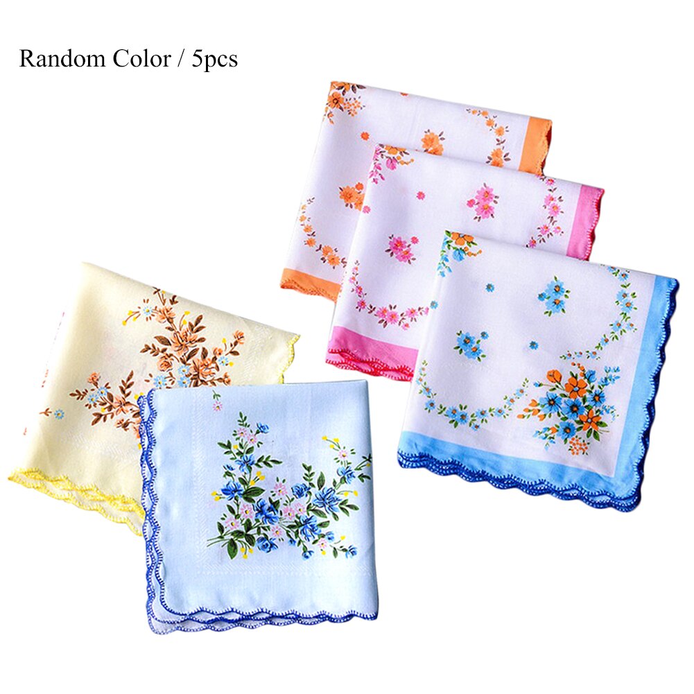 5 st vintage bomull damnäsdukar broderade fjärilsblomma näsduk blommiga damnäsdukstyger slumpmässig färg