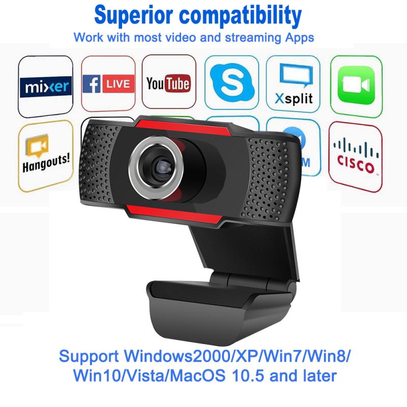 1080P HD Webcam Desktop Laptop Computer PC Camera Built In Microphone Clip-On USB 2.0 Web Camera Video Recording High Definition